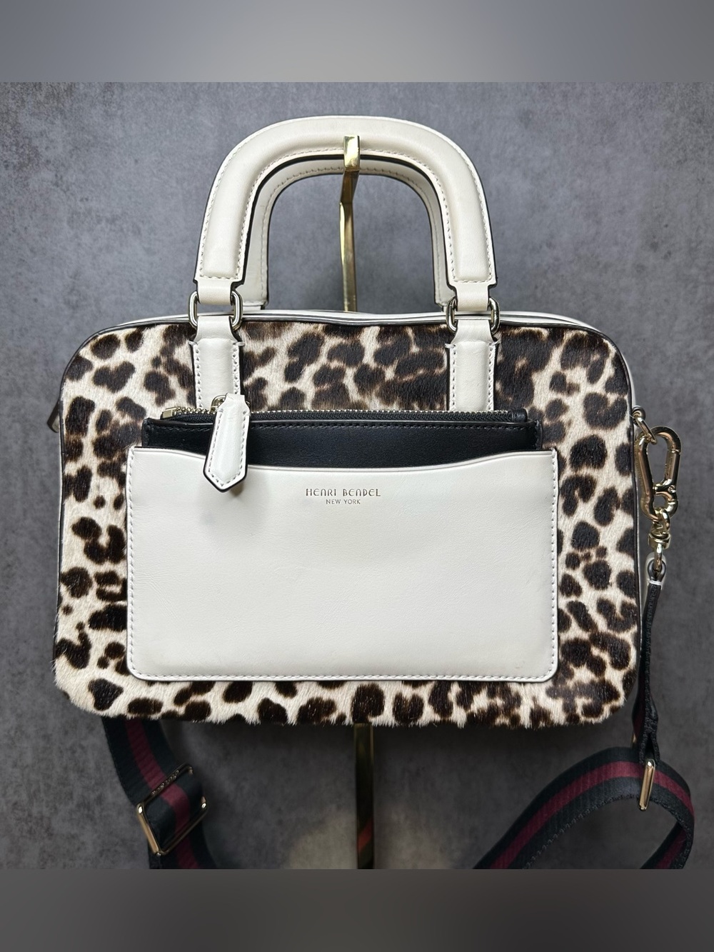 Henri Bendel Rowan Boxy Haircalf Leopard Satchel